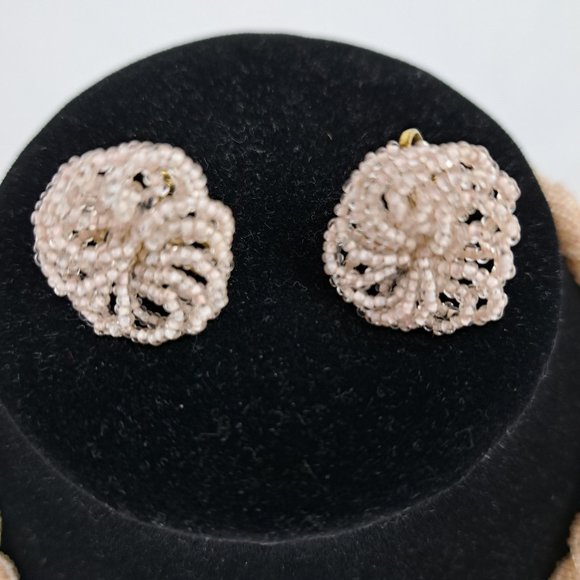 Vintage Seed Bead Multi Strand Necklace and Screw Back Earring Set - Picture 10 of 16